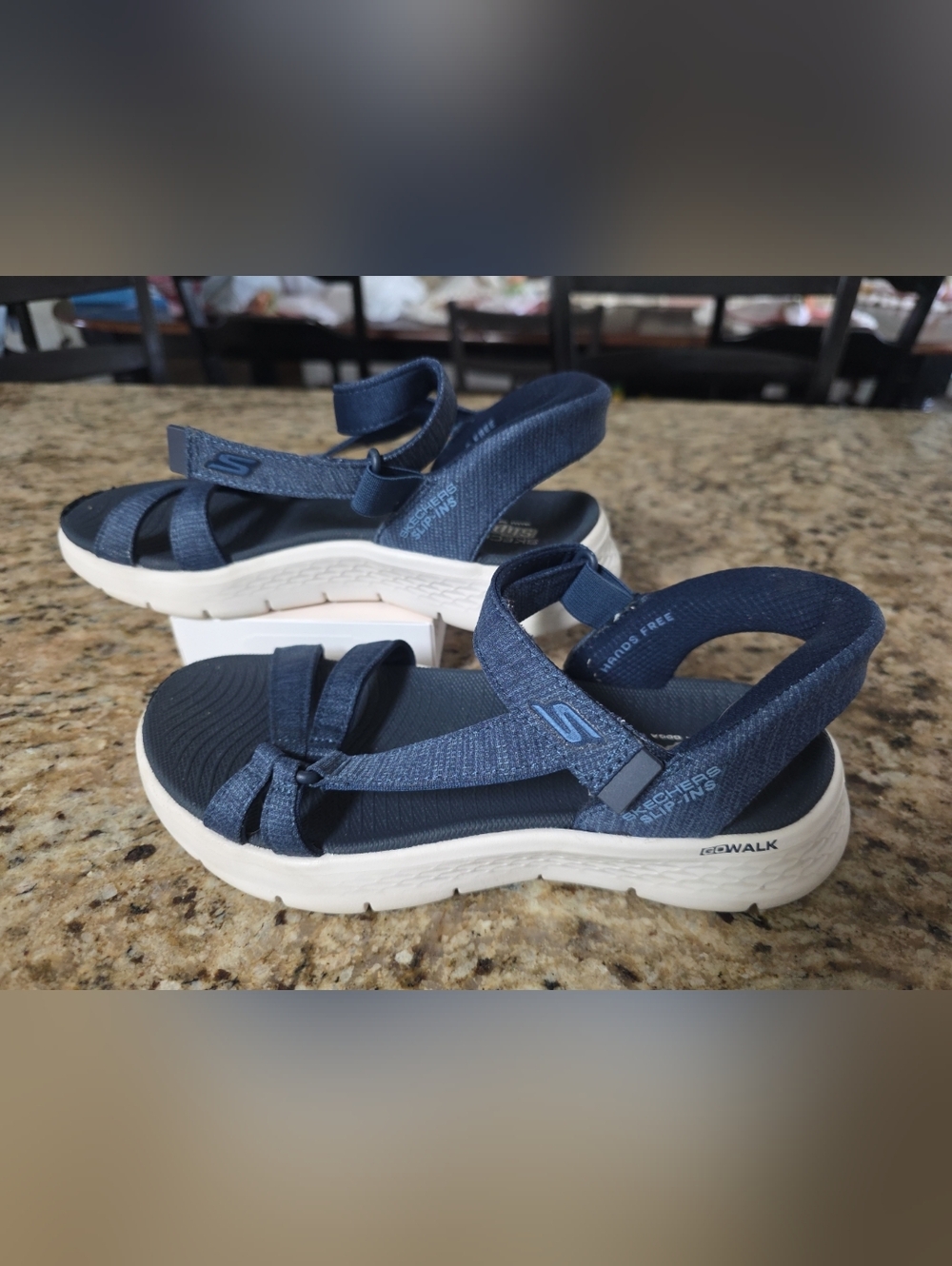 Skechers Go Walk Flex Sandal Womens 6 Navy Illuminate Hands Free Fisherman Shoe